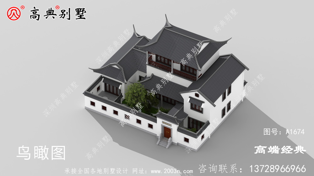 安徽省 三层 中式别墅 ，白墙 黛瓦，尽显 中国传统 建筑 的魅力 ，古色古香 。